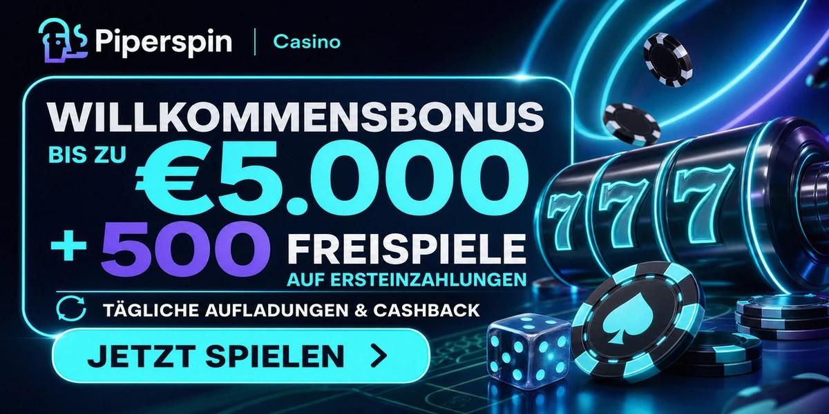 Welcome bonus promotion banner for PiperSpin Casino online casino, localized for DE.