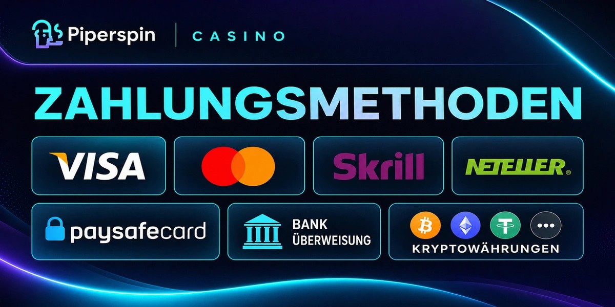 Accepted payment methods banner for PiperSpin Casino online casino, localized for DE.